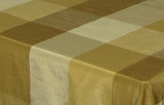 Tablecloth Satin Gold on Gold Plaid 90" Square