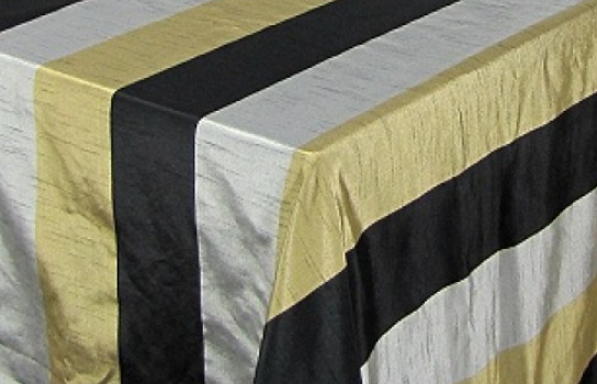 Tablecloth Satin Black / Gold and Gray 90" Square