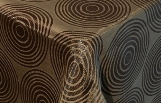 Tablecloth Taupe Circles Organza 105" Square