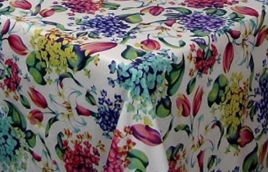 Tablecloth Panache Multi White 90" Square 