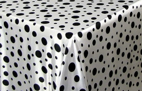 Tablecloth Black and White Polka Dot 90" Square