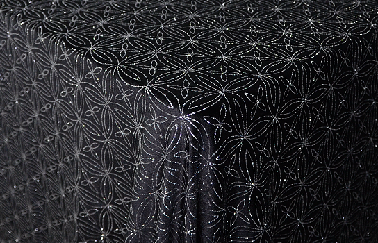 Tablecloth Jeweled Black Velour 90" Square