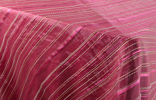 Tablecloth Organza Pink Fuchsia Stripes Square 90" X 90"