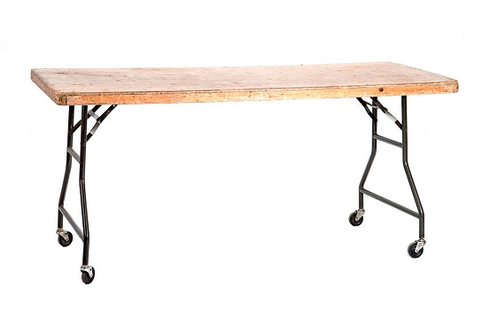 Wood Table Rectangular on Wheels 4' x 30"