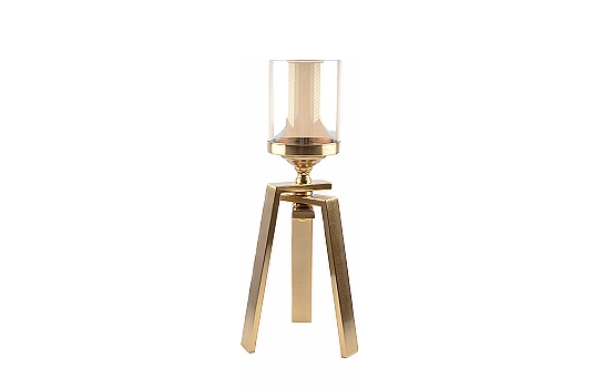 Candle Holder Tripod Gold 3.5" x 15"