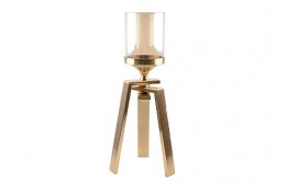Candle Holder Tripod Gold 3.5" x 17"