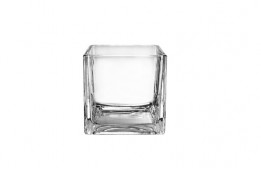 Vase Cube Glass 6"