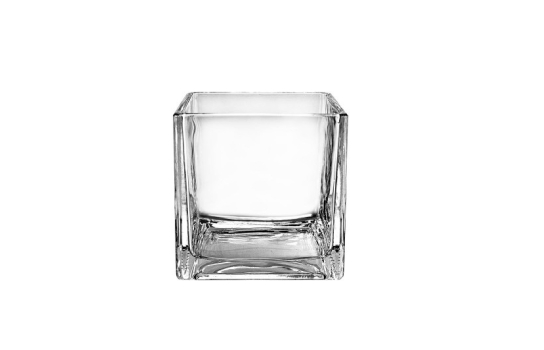 Vase Cube Glass 6"