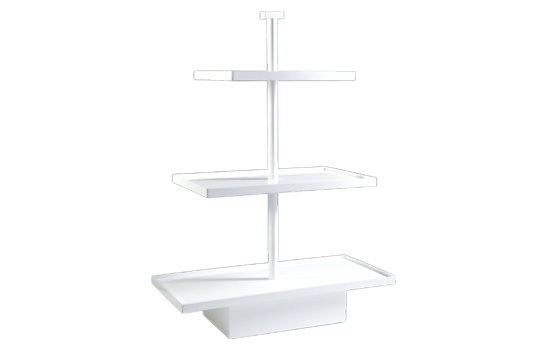 Compote 3 Tier Rectangular White Metal 25"