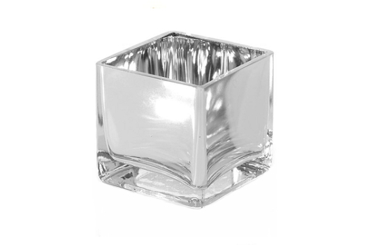 Silver Votive Cube 4"