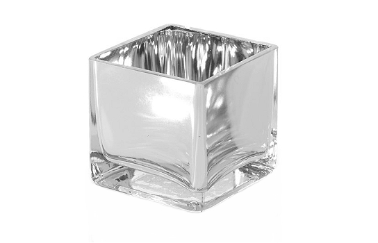Silver Votive Cube 4.75''