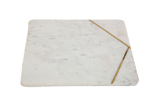 Cutting bord 10'' x 12'' - white marble with gold lines