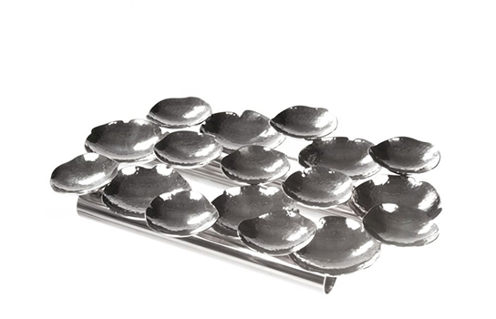 Hammered stainless steel platter hors-d'oeuvre