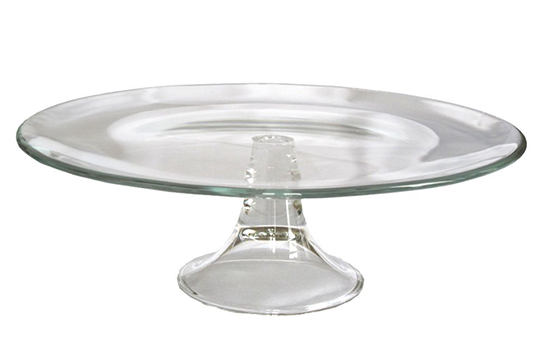 Footed glass cake plate banquet 12'' 