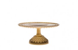 Mini comport golden serving plate on stem 9" x 4"