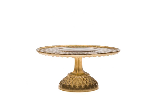 Mini comport golden serving plate on stem 9" x 4"