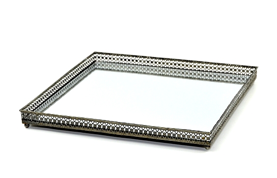 Mirror Metal Edge Tray 12" Square