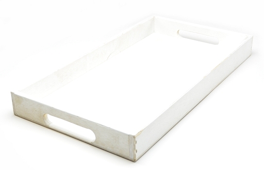 Wood Tray White 21" x 11"