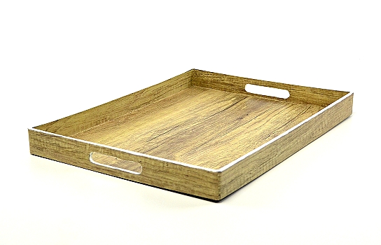 Poplar Finish Tray with White Rim 19" x 14"