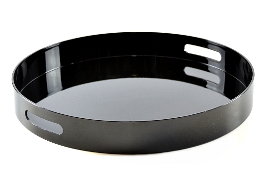 Tray Laquer Black Round 18"