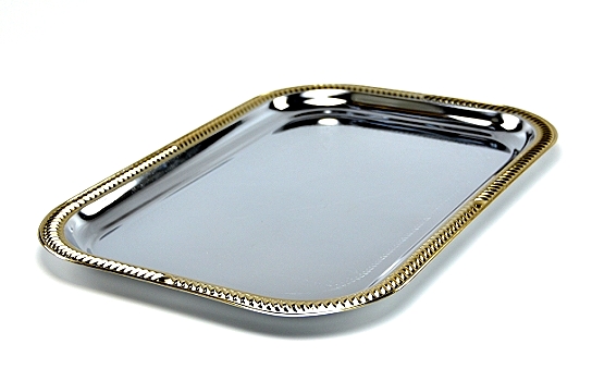 Tray Silver with Gold Rim Odyssey 19.5" x 14" 