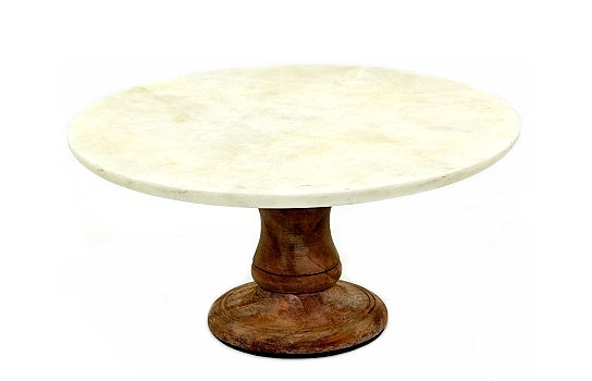 Comport Marble / Wood Base 12"  