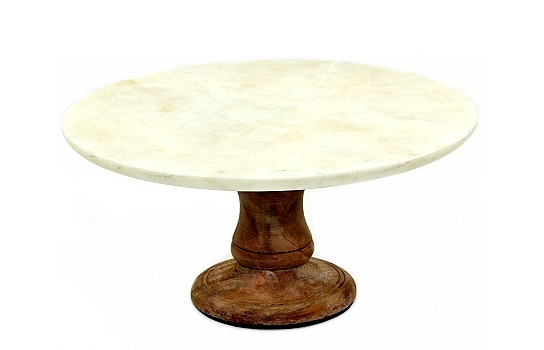 Comport Marble Wood Base 12"