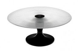 Glass Cake Plate on Black Stand 11"